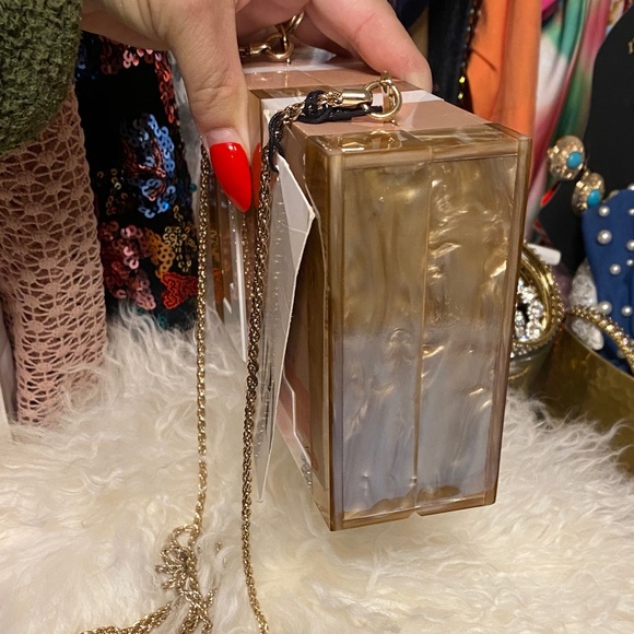 ZARA Multicolor Geometric Clutch with Gold Chain NWT! - Picture 5 of 9